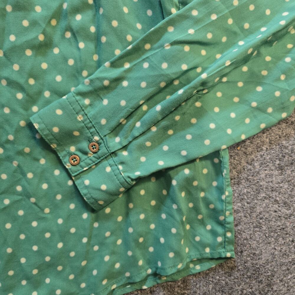 Maeve Top Womens Size Small Green Polka Dot Button Up Long Sleeve Career Casual - Picture 3 of 11